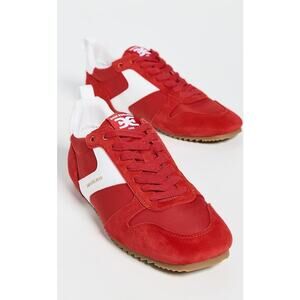 New Sam Edelman Zaria Lace Up Sneaker in Red Suede Women's Size 7.5